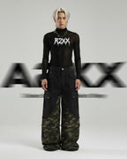 Layered Camo Wide Cargo Pants