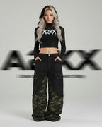 Layered Camo Wide Cargo Pants