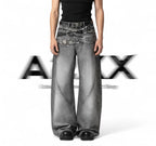 Venom Grey Patchwork Baggy Denim Pants