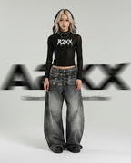 Venom Grey Patchwork Baggy Denim Pants