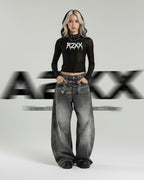 Venom Grey Patchwork Baggy Denim Pants