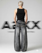 Venom Grey Patchwork Baggy Denim Pants