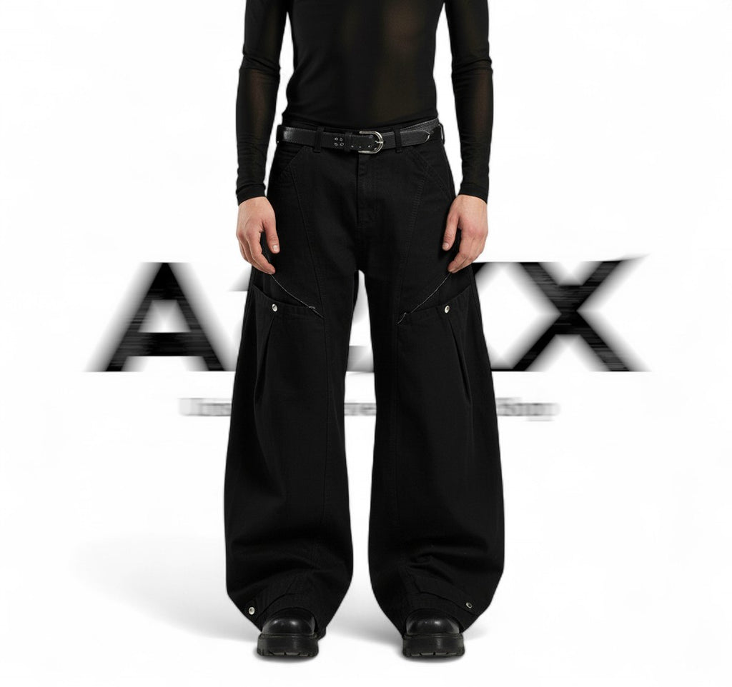 Voidline Black Wide Cargo Pants