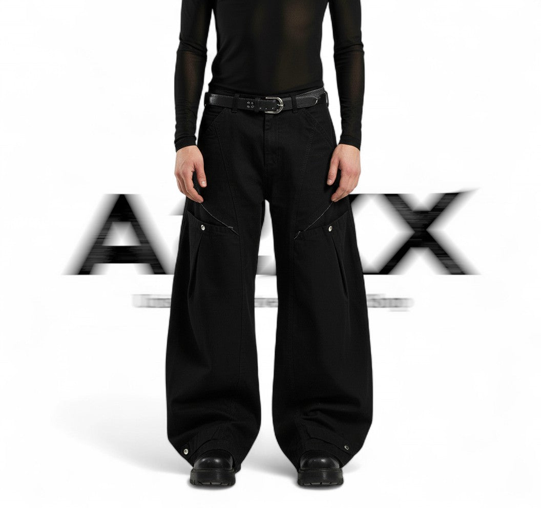 Voidline Black Wide Cargo Pants