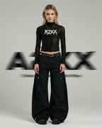 Voidline Black Wide Cargo Pants