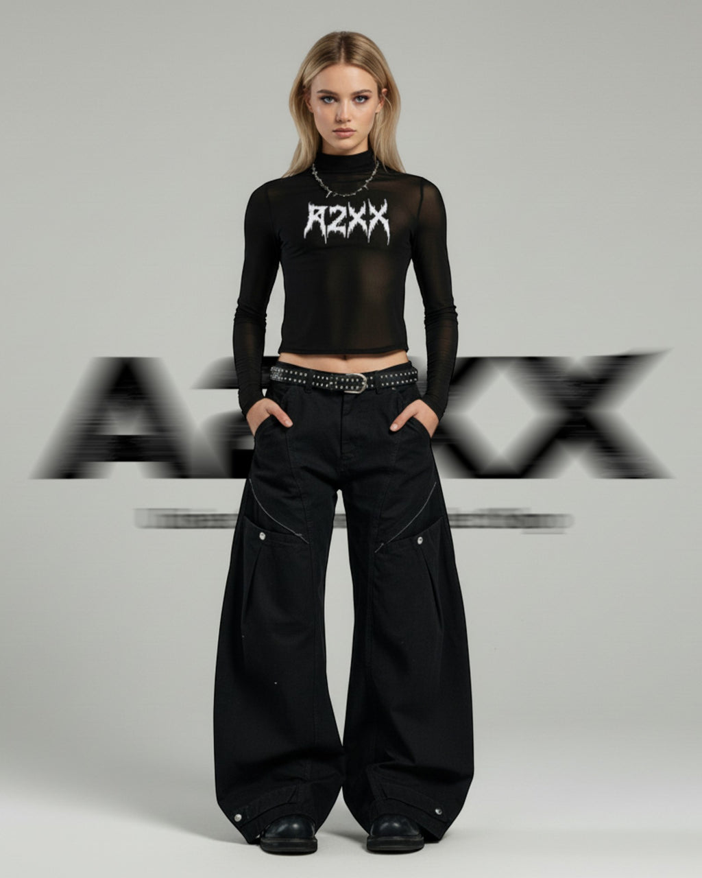 Voidline Black Wide Cargo Pants
