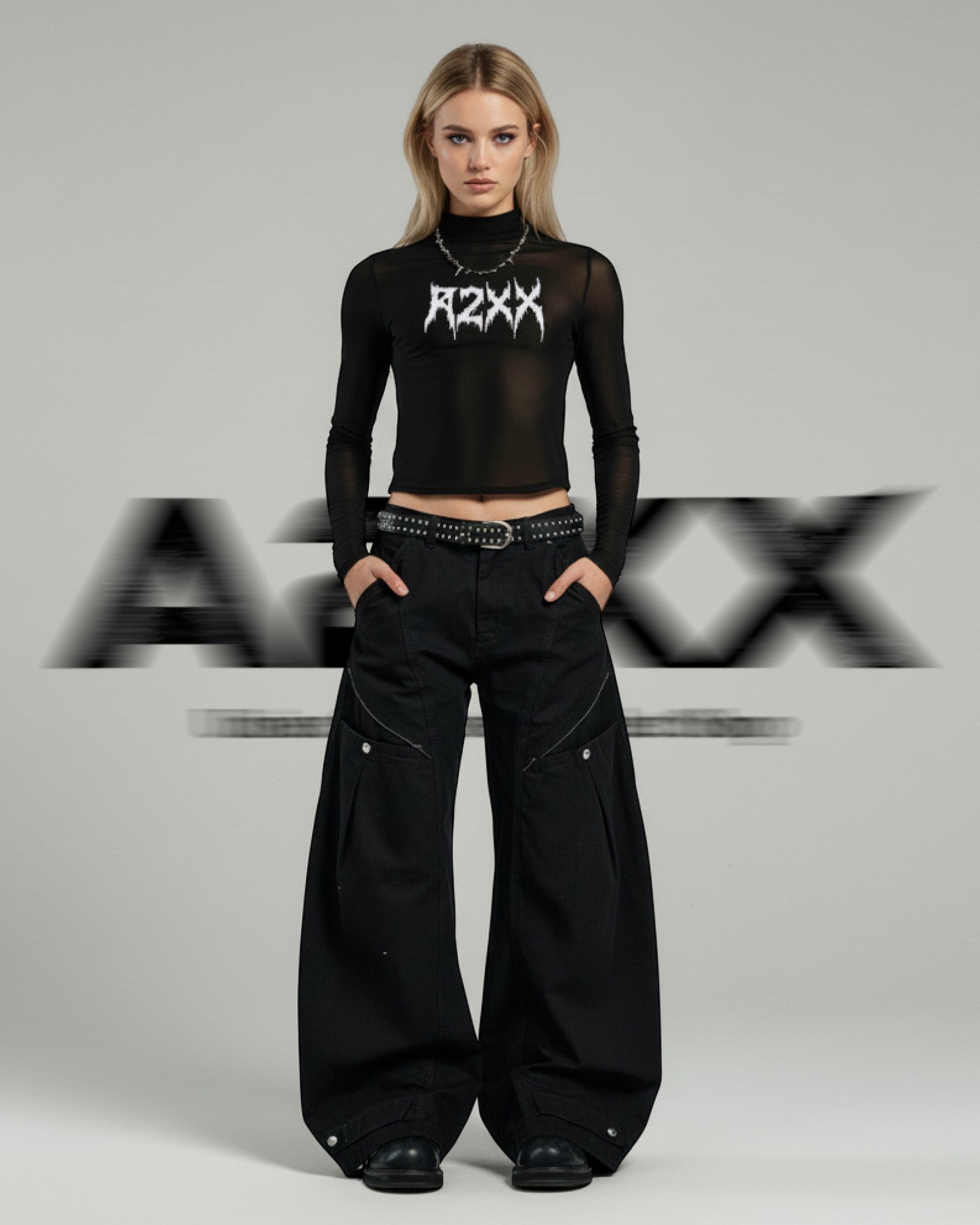 Voidline Black Wide Cargo Pants