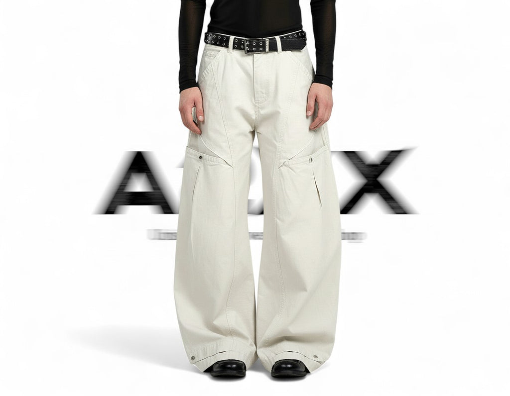 Voidline Ivory Wide Cargo Pants