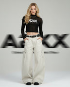 Voidline Ivory Wide Cargo Pants