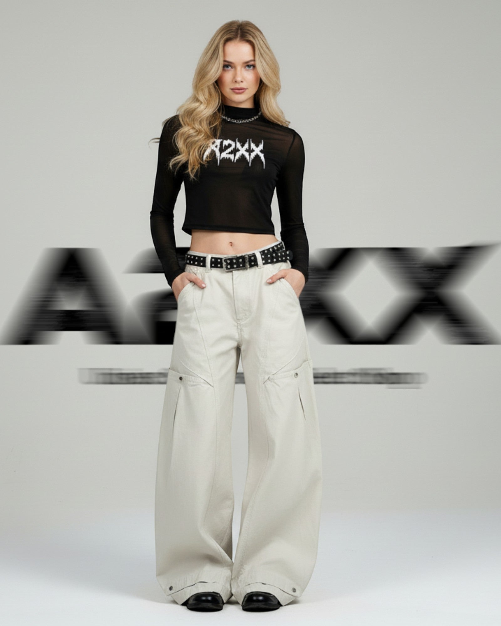 Voidline Ivory Wide Cargo Pants