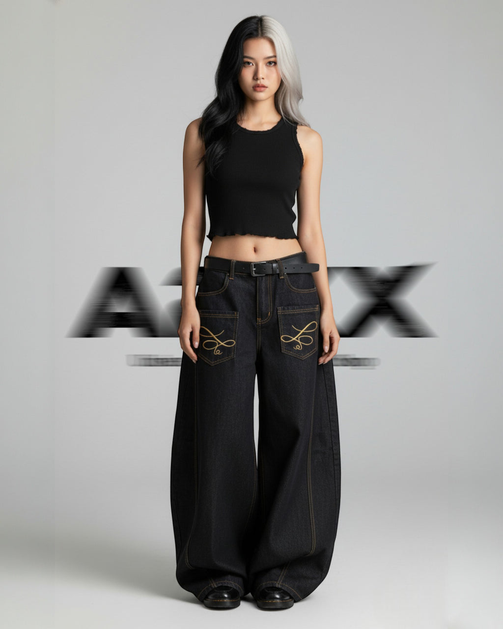 Infinity Loop Baggy Denim Pants