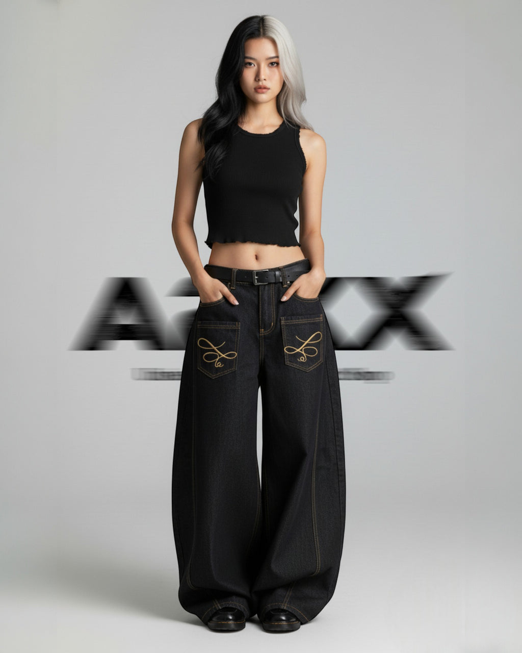 Infinity Loop Baggy Denim Pants