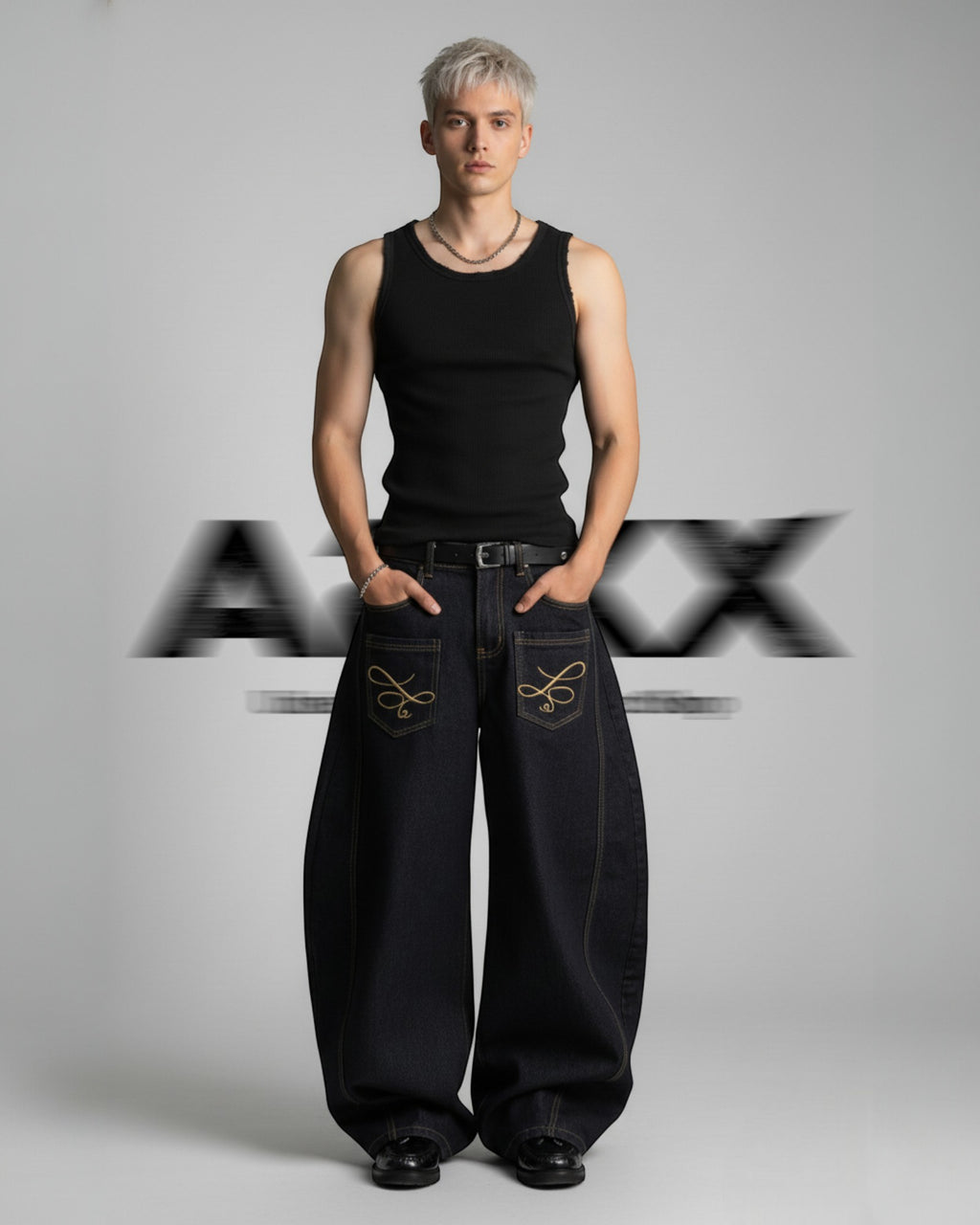Infinity Loop Baggy Denim Pants