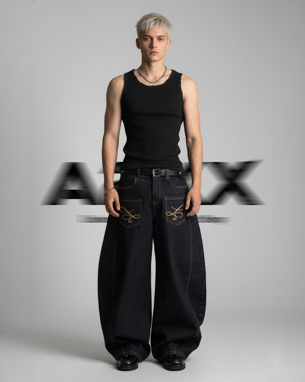 Infinity Loop Baggy Denim Pants