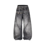 Venom Grey Patchwork Baggy Denim Pants